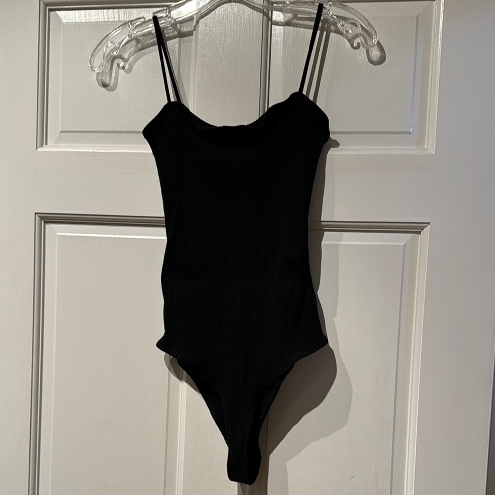 Reformation Black Ribbed One Piece